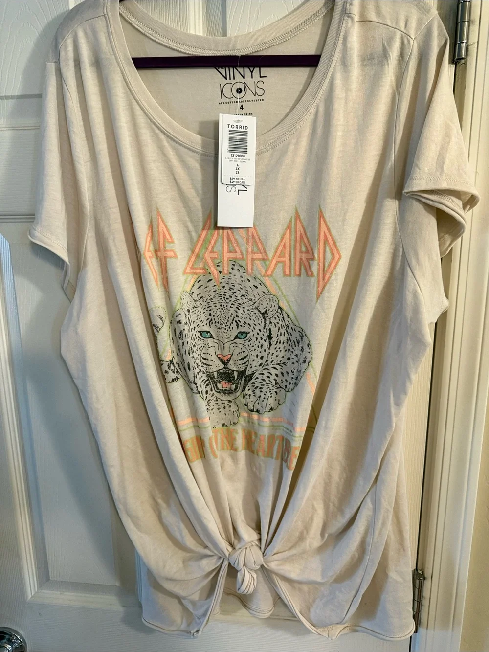 torrid Cream Graphic Tee with Pastel Coral and Mint Accents - Picture 1 of 3